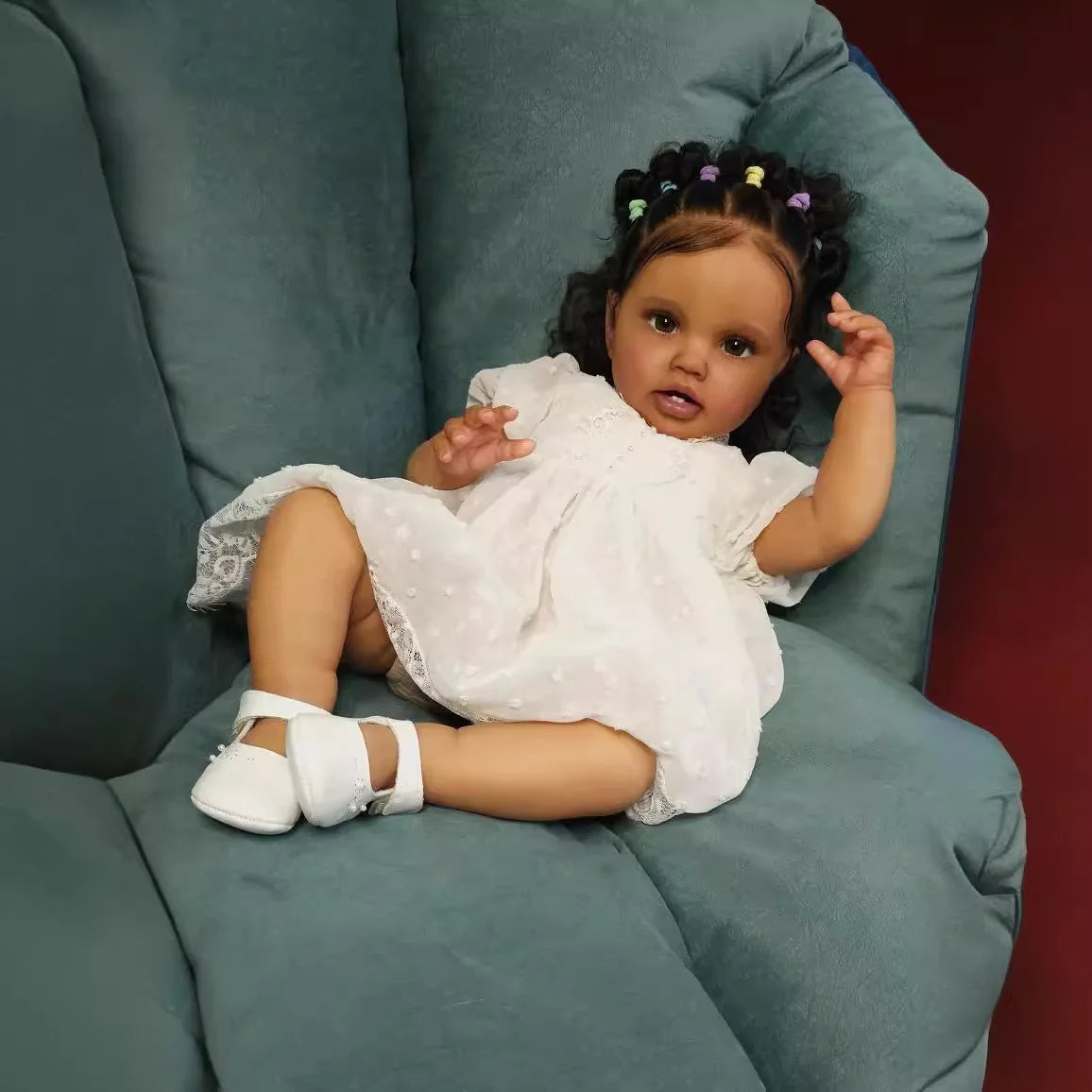 24Inch Dark Brown Skin Lottie Reborn Baby Toddler Newborn Doll Princess Girl lifelike Soft Touch 3D Skin Art Doll