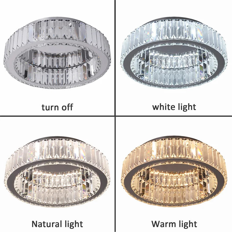 Indoor Crystal Led Ceiling Lamp Modern Luxury Chandelier Bedroom Living Room Decor Remote Control Dimming Hanging Light Lustre