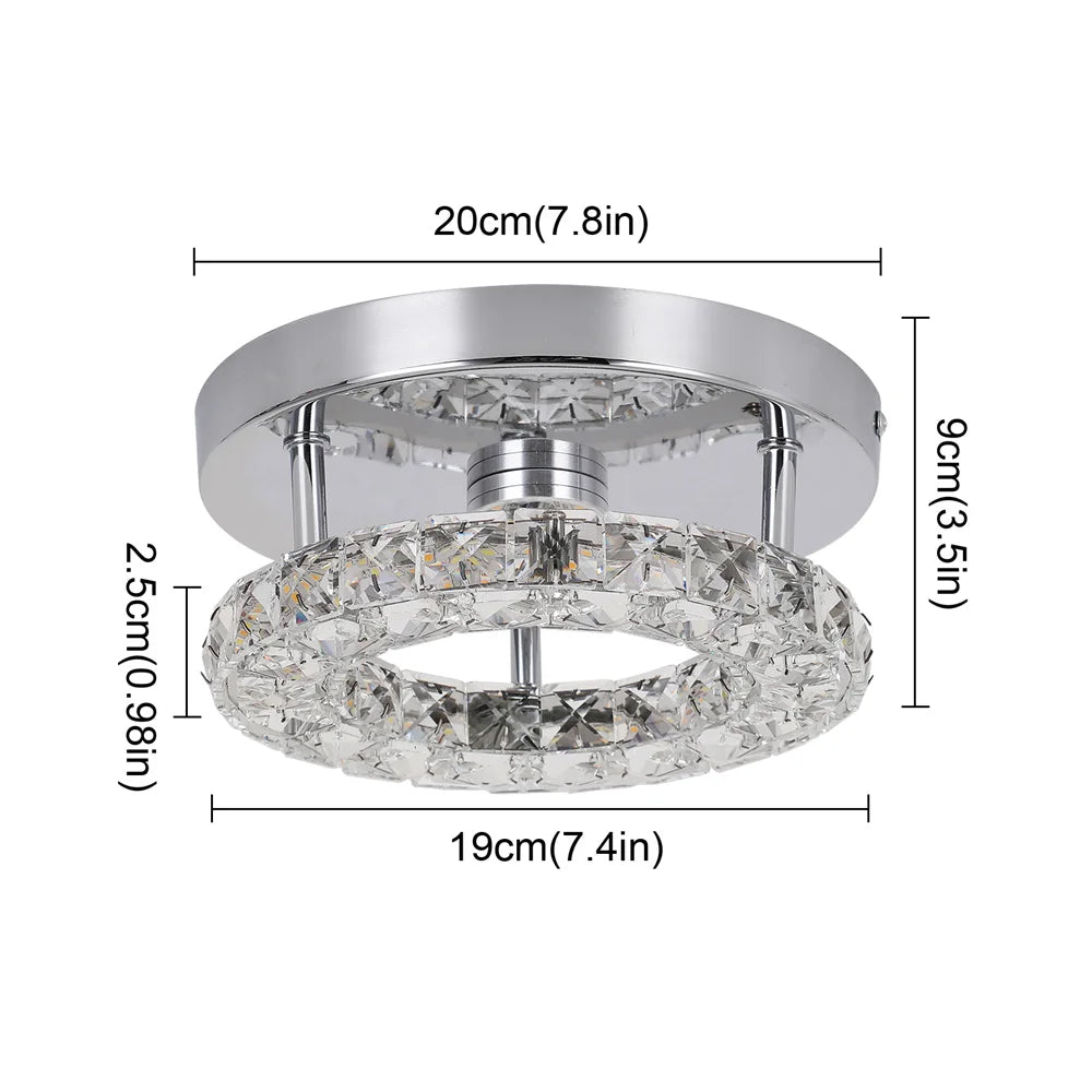 Crystal Flush Mount Ceiling Light Fixtures LED Round Square Chandelier Light Fixture Ceiling Lamp for Kitchen Hallway Foyer