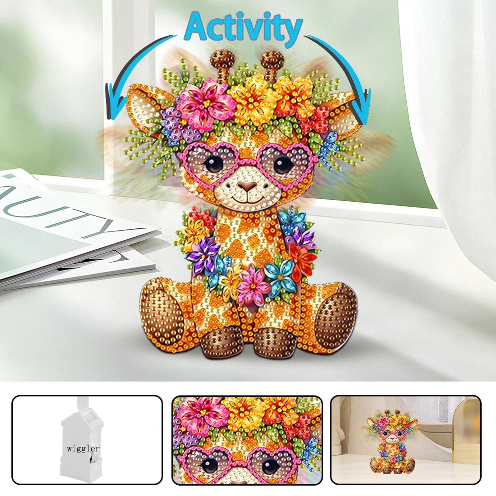 2D/Flat DIY Diamond Painting Kit Diamond Painting Tabletop Ornaments Kit Acrylic Shaking Head Ornament Desktop Diamond Art Kits