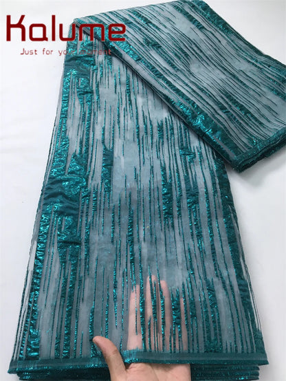 Kalume Lace Luxury African Tulle Brocade Lace Fabric High Quality French Gilding Lace Fabric For Sew Cloth Diy Party Dress F4063