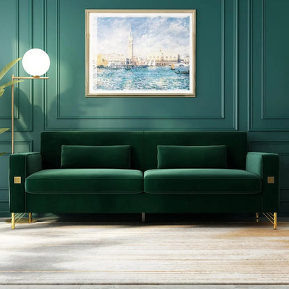 85.63" Velvet Sofa,Modern Loveseat Couch with Pillows Set of 2 for Living Room,Bedroom,Apartment Furniture with, Customized
