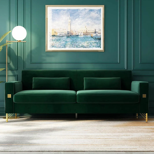 85.63" Velvet Sofa,Modern Loveseat Couch with Pillows Set of 2 for Living Room,Bedroom,Apartment Furniture with, Customized