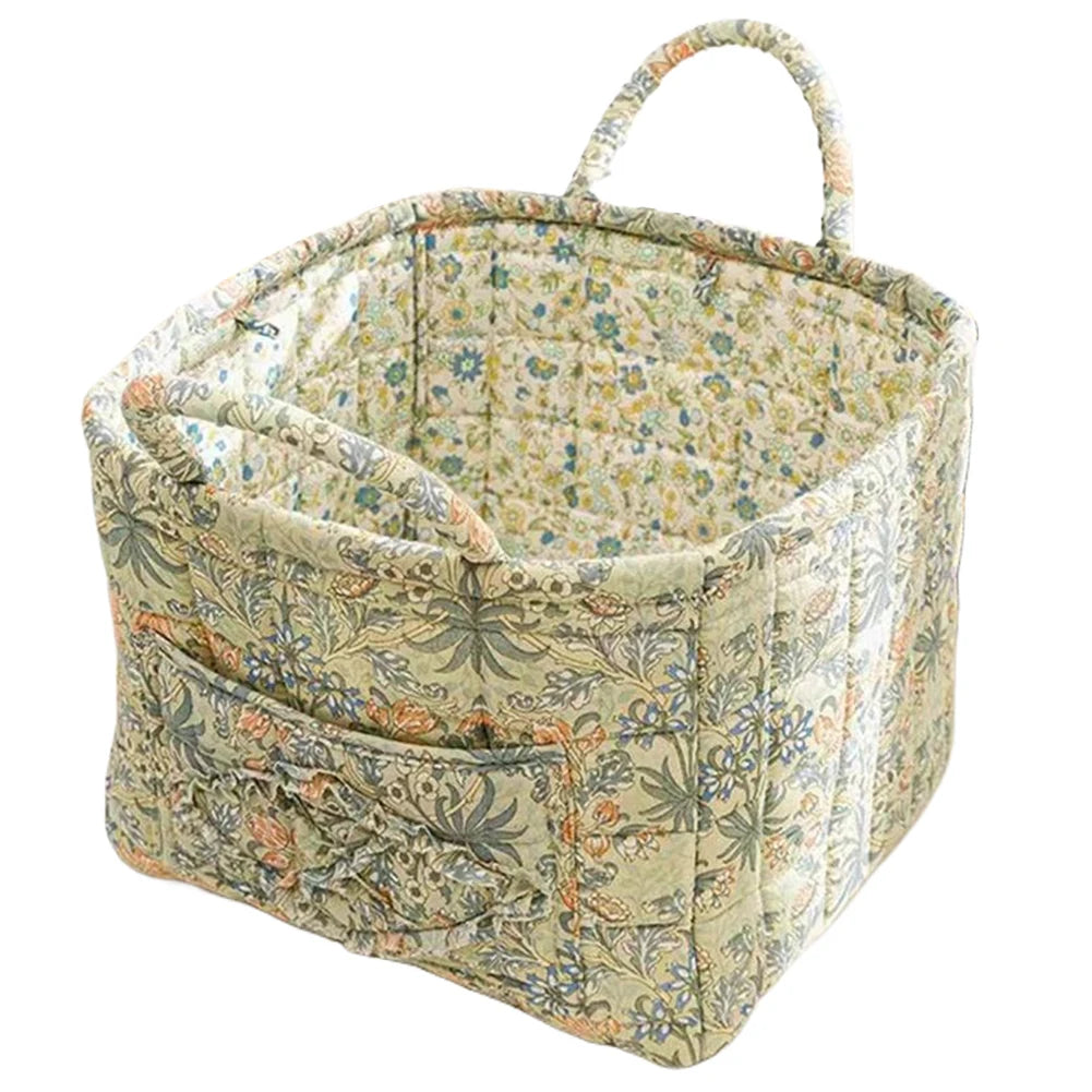 Boho Fabric Storage Basket Portable Quilted Laundry Hampers Collapsible Dirty Clothes Laundry Baskets Bathroom Storage Organizer