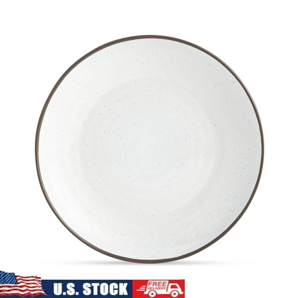 Ceramic Salad Plate Rustic Round Dinnerware Dishwasher Microwave Safe Serving Plate Perfect Appetizers Side Dishes Kitchen Table