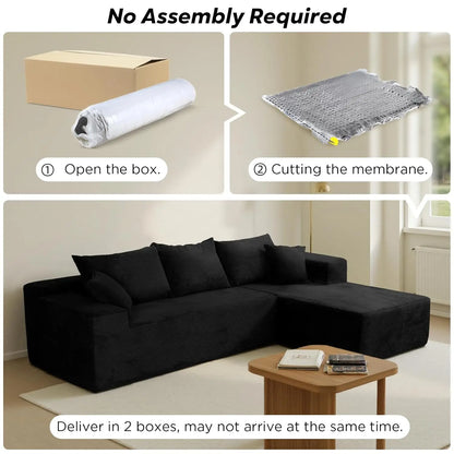 103" L Shaped Sectional Boneless Couch for Living Room, Modern Modular Cloud Sofa with Facing Chaise, Comfy, Customized