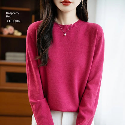 Women 22 colors weater O-neck Autumn Winter Basic 100% Andy velvet Warm Casual Pulls Jumpers Korean FashionSpring Knitwear 2025