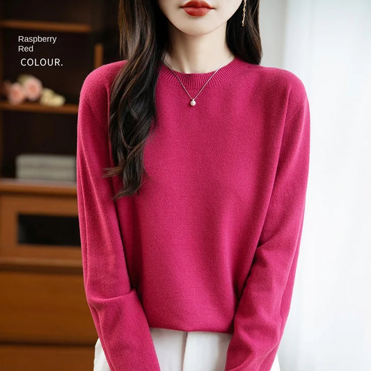 Women 22 colors weater O-neck Autumn Winter Basic 100% Andy velvet Warm Casual Pulls Jumpers Korean FashionSpring Knitwear 2025