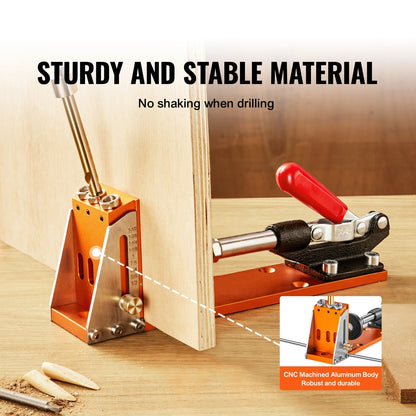 SucceBuy 30 Pcs Pocket Hole Jig Kit Adjustable & Easy to Use Pocket Hole Jig System with Step Drills Wrenches Drill Stop Rings