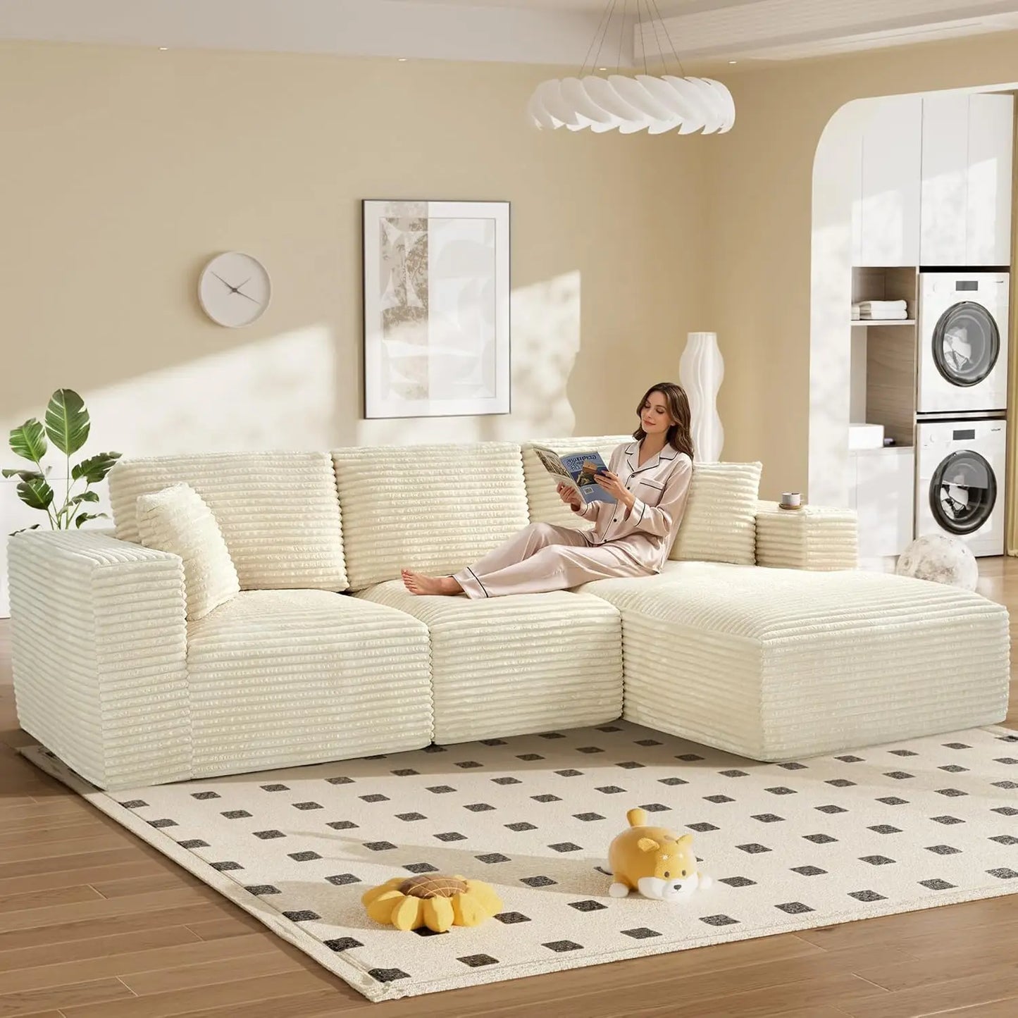 108" Comfy L Shaped Sectional Couches, Modular Sectional Sofa Boneless Cloud Couch for Living Room, Modern Deep Seat Cozy