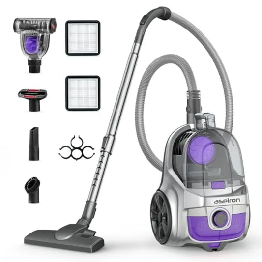Canister Vacuum Upgraded 1600W Bagless Canister Vacuum Cleaner Auto Cord Rewind H13 HEPA Filter 3.7Qt Large Capacity 5 Tools fo