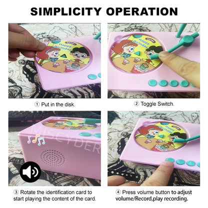 Toddlers Story Musical Toys-Kids Phonograph Story Music Player with 96 Cards-Children's Educational Birthday Xmas Gifts