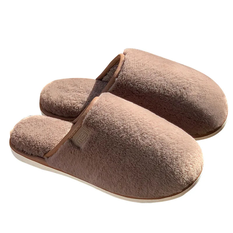 Crestar Women Warm Fuzzy Slippers Winter New Plush Indoor Flat Slides Comfy Soft Sole Fur Men Shoes Fluffy House Cotton Slippers