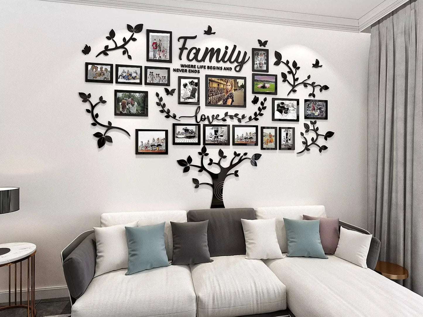 DIY wall decoration, living room family tree, wall decoration stickers, 3D photo frame collage wall decoration, living room wall