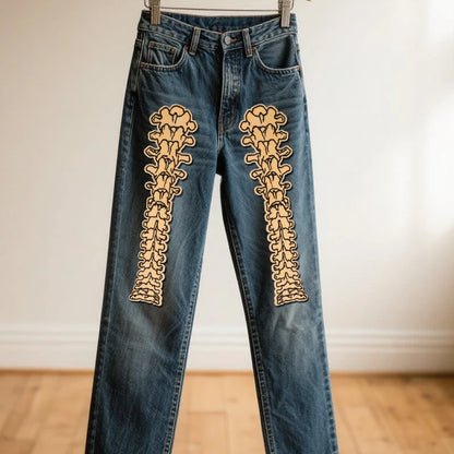 2-Pack of Large White or Black Spine Bone Iron-On or Sew-On Patches, Spine Patches, Black and White Punk, Gothic Style Patches, Oversized Badges, Can Be Used on Bags, Jeans, Jackets, Vests, Can Be Freely Cut and Sewn, DIY Cre