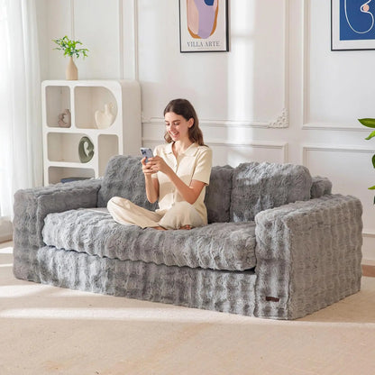 3 Seater Couch for Living Room, Boneless Couch with Tufted Cushion & Backrest, Upholstered Floor Sofa, Sofa in A, Customized