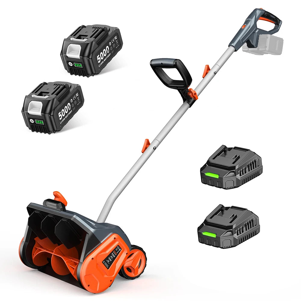 TaskStar 40V 2*5.0Ah Batteries Powered Electric Snow Shovel with Wheels&LED&Directional Plate 16.5x8-inch Brushless Snow Blower