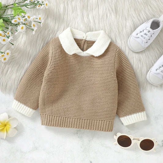 Autumn Winter Baby Boy Girl Knit Sweaters - Fashion Turtle Neck Long Sleeve Pullovers Tops for Newborn Infant Toddler