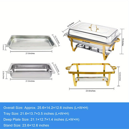 4 Pack 8QT Chafing Dish Buffet Set Stainless Steel Food Warmer Chafer Complete  Chafing Fuel Holder for Party Catering,