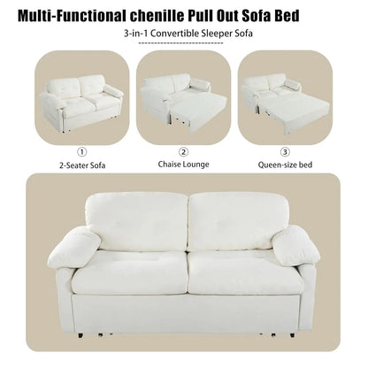 71.65" Convertible Pull-Out Sofa Bed – 3-in-1 Sleeper Couch for Small Apartment, Living Room & Bedroom – Queen-Size, Customized