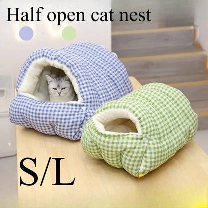 Foldable Pet Sleeping Bed/Bag for Cats Dogs, Thickened Semi-Enclosed Design, Soft Indoor, Christmas/Warm in autumn and winter