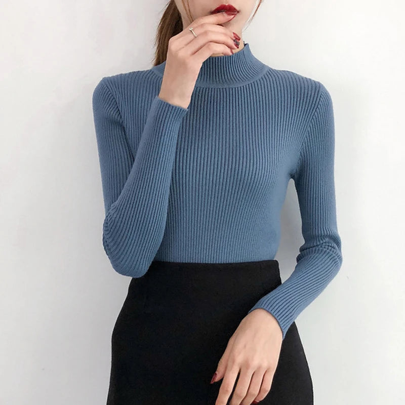 ITOOLIN Women Underwear Sweater Slim Long Sleeve Warm Knit Pullovers Elegant Solid Jumpers For Women 2023 Autumn Winter