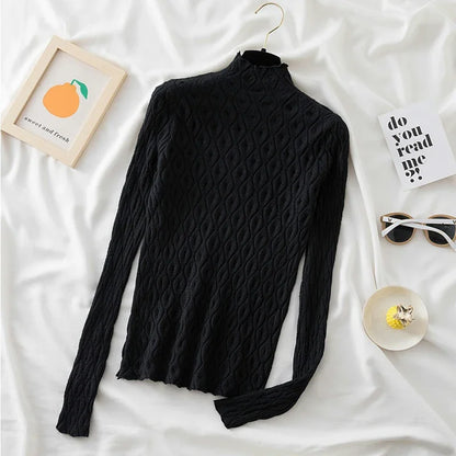 AOSSVIAO 2025 Turtleneck Women Sweaters Autumn Winter Warm Pullover Slim Tops Knitted Sweater Jumper Soft Pull Female