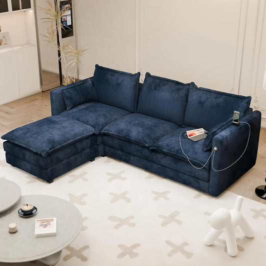 L Shaped Couch Sectional Sofa Comfy Cloud Couch for Living Room, Deep Seat Modular Sectional Sofa with Padded, Customized