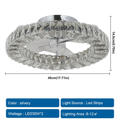 VETRULUS Led Ceiling Fan Lamp With Remote Control Living Room Lighting Crystal Chandeliers Decoration Home Luxury Hanging Light