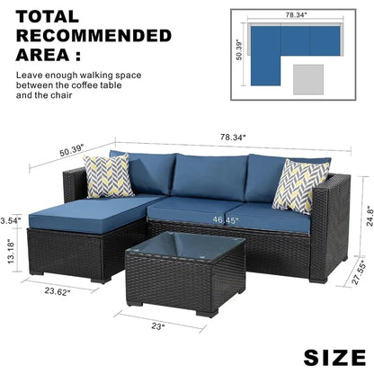 Bestseller5 pieces patio furniture sets, wicker outdoor sectional furniture with glass table and cushions, rattan patio conversa