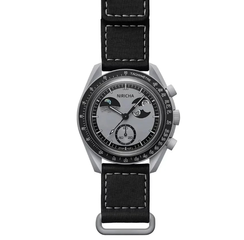 Stylish 2025 Moon Landing Commemorative Watch - Six-Hand Quartz Chronograph for Space Enthusiasts