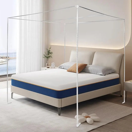 2*2*2 M Canopy Bed Frame, Stainless Steel Canopy Bed Mosquito Net Frame Bracket Fit for Queen Size Four-Corner Bedroom