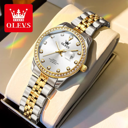OLEVS 3629 Top Luxury Brand Women Watch Classic Business Calendar Waterproof Luminous Watch Elegant Diamond Women Quartz Watch