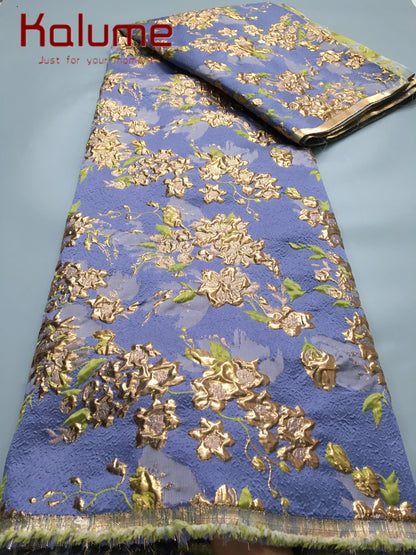 Kalume 2025 African Gilding Jacquard Fabric High Quality Brocade Lace Fabric Ship From U.S. for Sewing Party Women Dress F4406