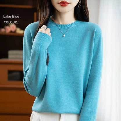Women 22 colors weater O-neck Autumn Winter Basic 100% Andy velvet Warm Casual Pulls Jumpers Korean FashionSpring Knitwear 2025
