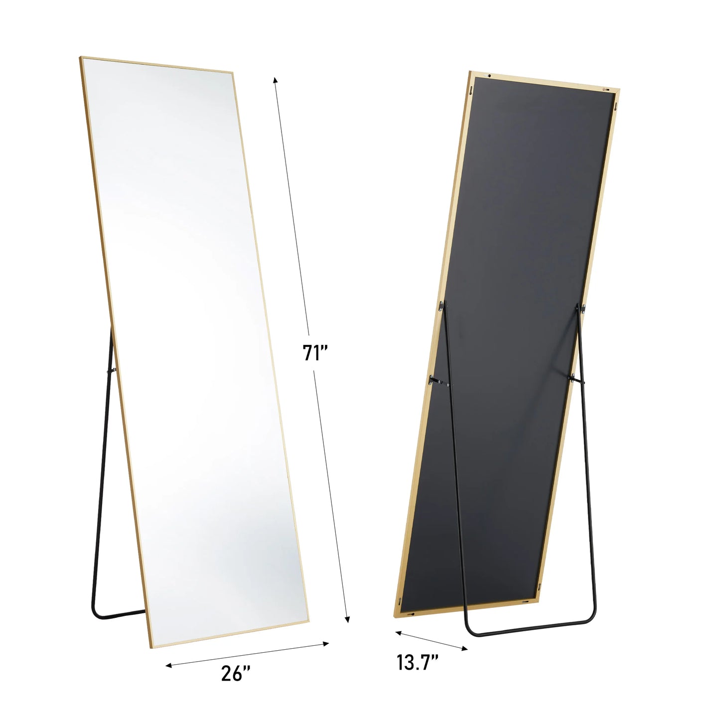 JHK 71"x26" Full Body Wall Mirror Standing Hanging or Leaning Wall-Mounted Mirrors with Stand Aluminum Alloy Frame Living Room