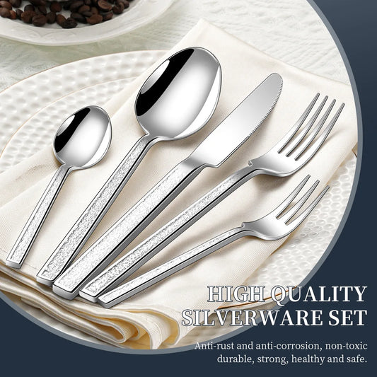 30Pcs Fashion New Cutlery Set 18/10 Stainless Steel Gift Flatware 410 Steel Knife Fork Spoon Dinnerware for 6 Drop Shipping