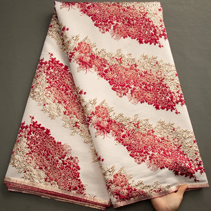 SJD LACE African Lace Fabric 2025 High Quality French Gild Brocade Jacquard Lace Fabric For Women Wedding Party Dresses Sew 3482