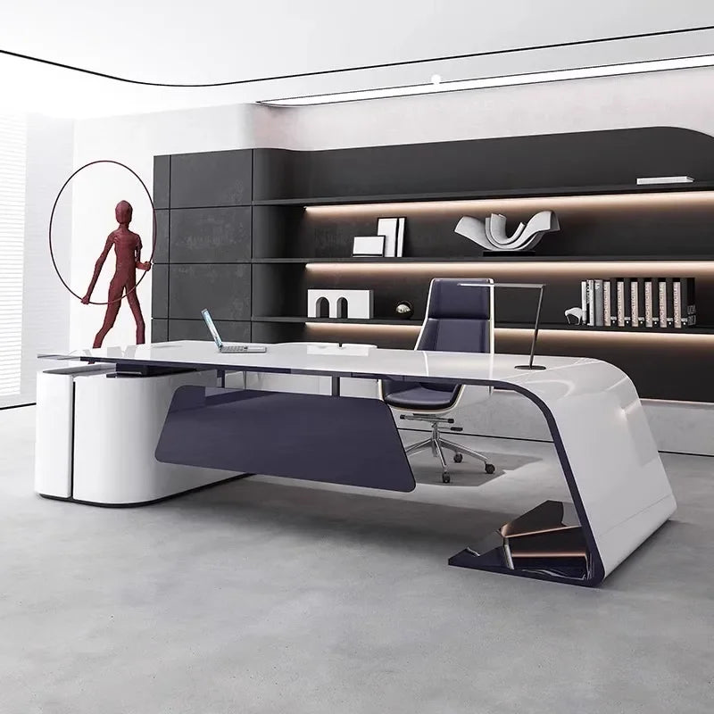 European High Quality Office Desk Cheap Executive Study Standing Office Desk Storage Floor Boss Wooden Escritorio Furniture