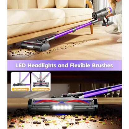 Cordless Vacuum Cleaner 500W 50KPA 70Mins for Home Self-Standing Stick Vacuum with LED Display Anti-Tangle Lightweight Recharge