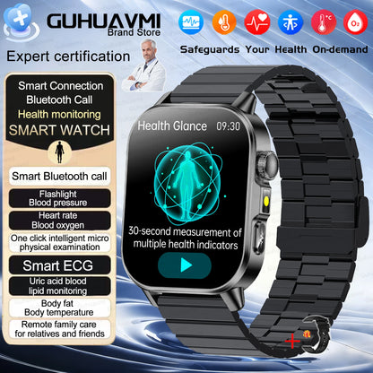 2026 New AI Health Diagnosis Smart Watch Body Analysis Uric Acid Blood lipids ECG+PPG Blood pressure call Smart watch Men Women