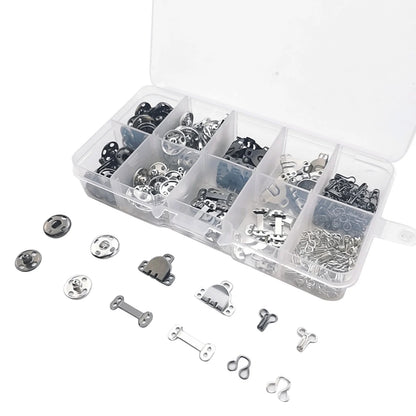 100Pair/Box 3 Styles Sewing Hook and Eye Snap Buttons Clothing Button Sewing DIY Tool Closure Clothing Fixing Tool