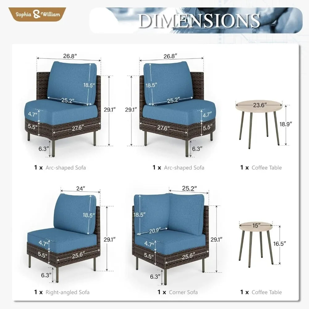 L-Shaped Outdoor Sectional Patio Furniture Set – Wicker 4-Seat Conversation Set with Coffee Table for Comfortable Outdoor Livin
