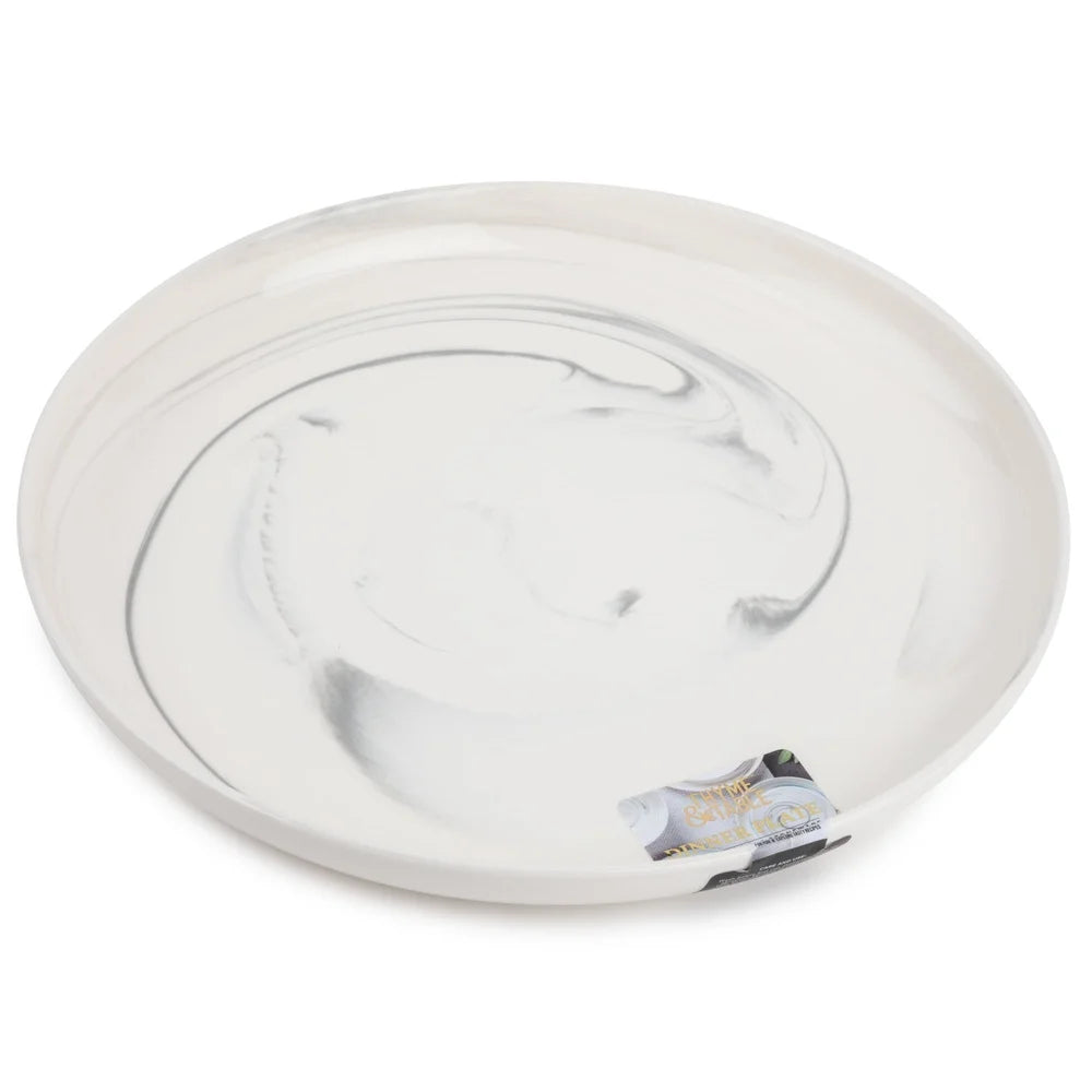 2 Pack Microwave Dishwasher Oven Safe Stoneware Dinner Plates Grey Marble Round Tableware Kitchen Utensils Dining Set