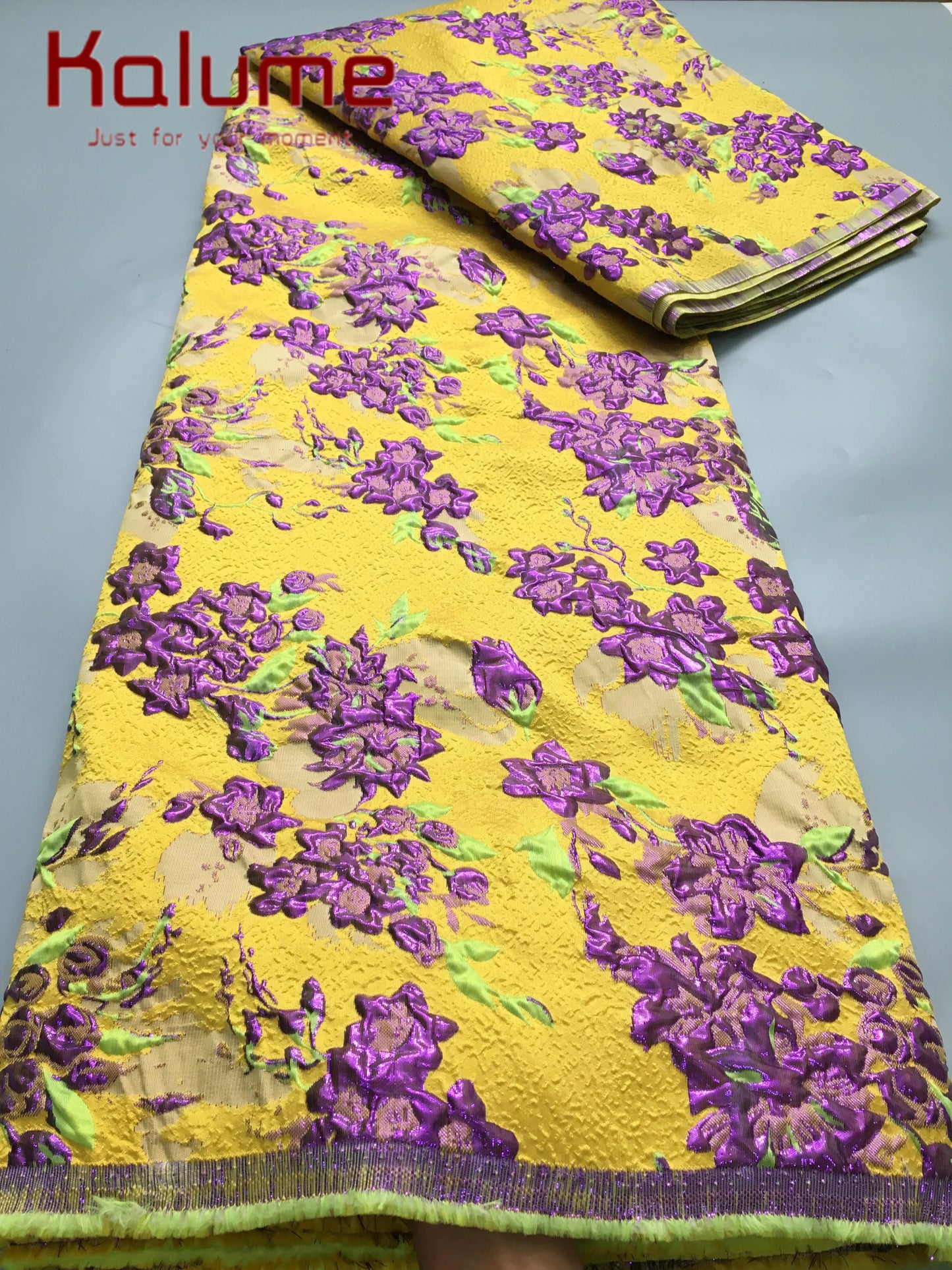 Kalume 2025 African Gilding Jacquard Fabric High Quality Brocade Lace Fabric Ship From U.S. for Sewing Party Women Dress F4406