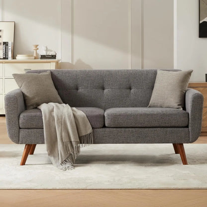 65"W Loveseat Sofa, Mid Century Modern Couches Love Seats For Living Room, Button Tufted Upholstered Small Couch, Customized