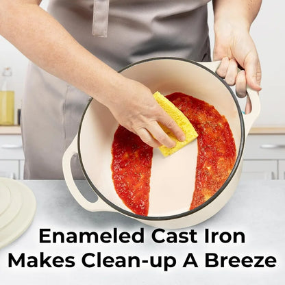 6 Quart Enameled Cast Iron Dutch Oven Pot with Lid Premium Durability Oven Safe up to 500F Heavy Duty Cookware Perfect for Brea