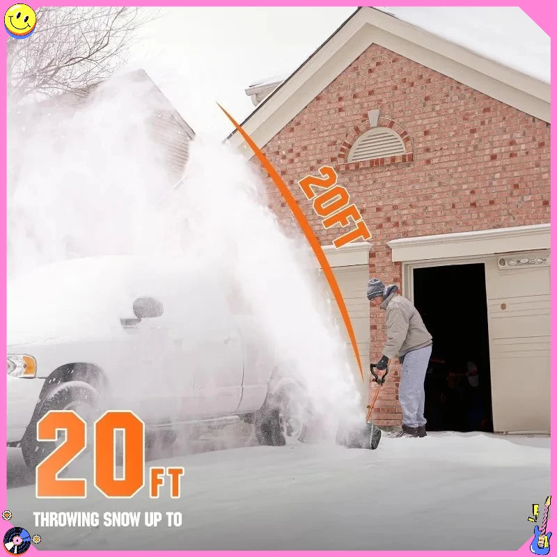 20V cordless electric snow shovel, 4.0Ah battery and adjustable handle, lightweight and easy to use snow blower, convenient