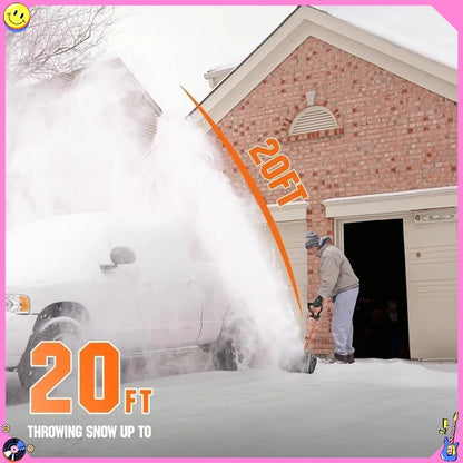 20V cordless electric snow shovel, 4.0Ah battery and adjustable handle, lightweight and easy to use snow blower, convenient