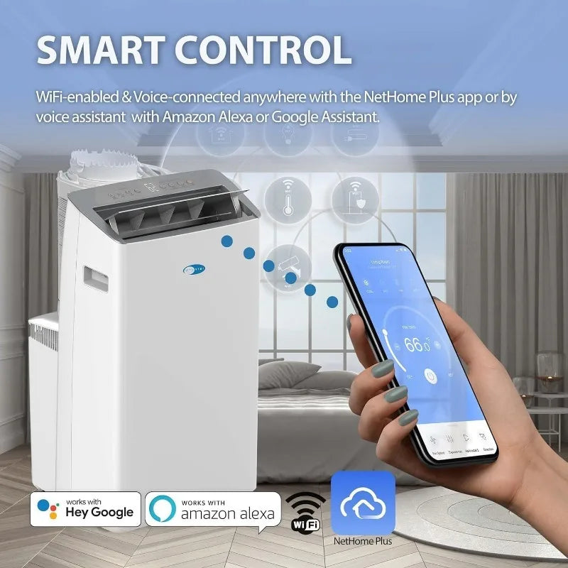 Whynter NEX Inverter Portable Air Conditioner with Dual Hoses, Dehumidifier, Cooling Fan & Smart Wi-Fi for 600 Sq Ft Rooms